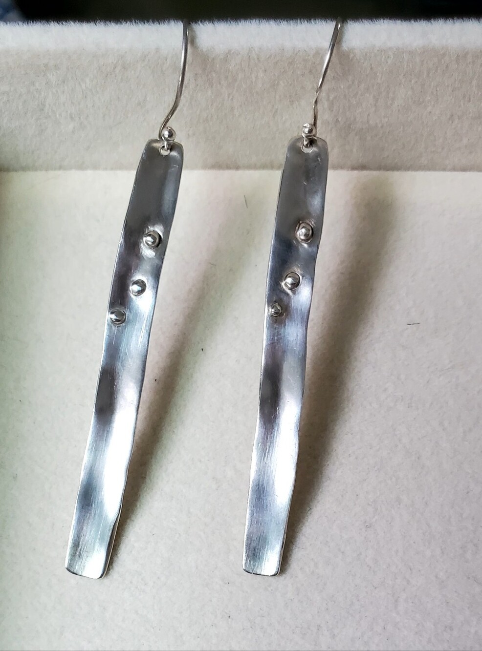 Handmade Sterling Silver Long Bar Earrings | Modern Artisan Minimalist